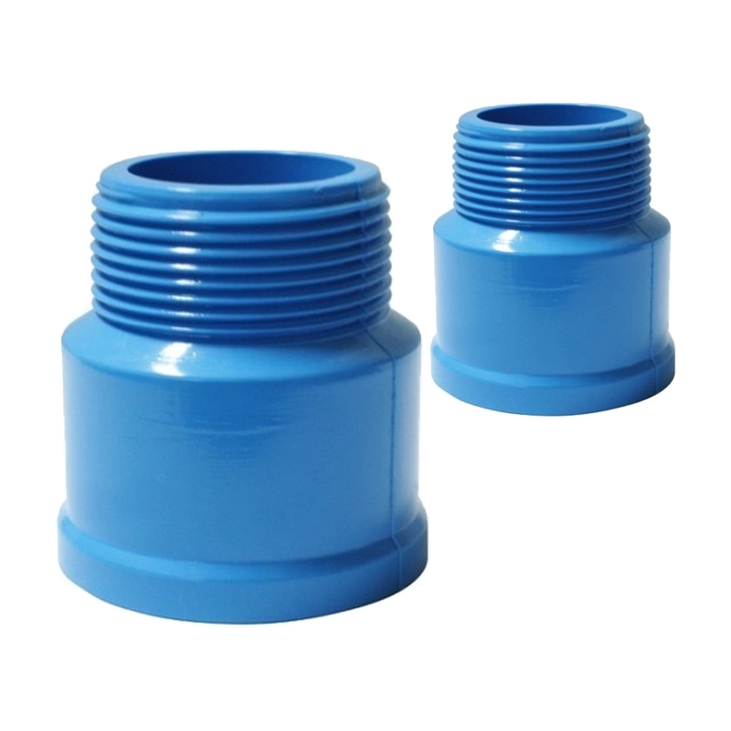 PACK 2 TERMINAL HE PVC 50MM X 1 1/2' CELESTE PN10 ROSCA BSP - 1