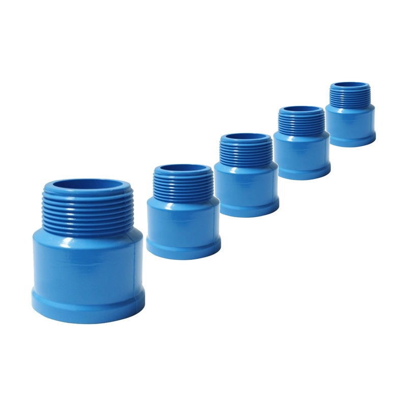 PACK 5 TERMINAL HE PVC 50MM X 1 1/2' CELESTE PN10 ROSCA BSP - 1