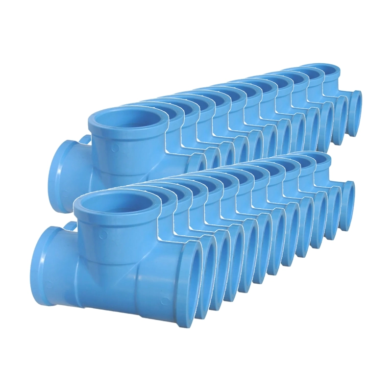 PACK 24 TEE PVC CELESTE 20MM PN10 UNION CEMENTAR AGUA - 1