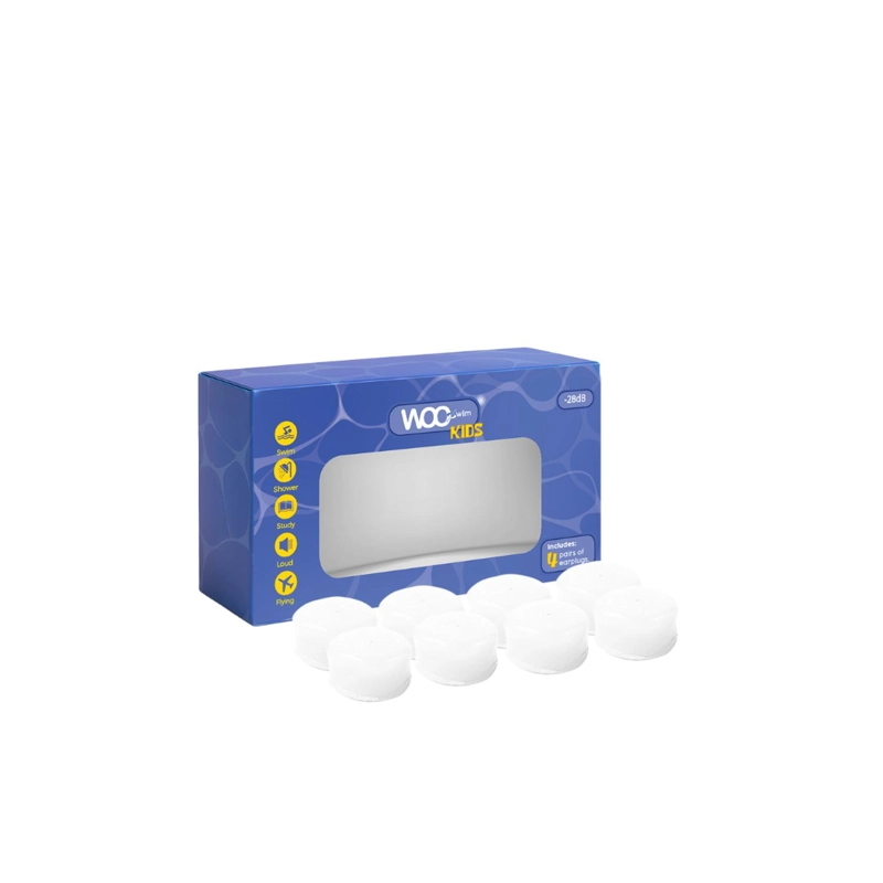 WOO EARPLUGS SWIM KIDS TAPONES OIDO NINOS NATACION SILICONA 28DB Blanco