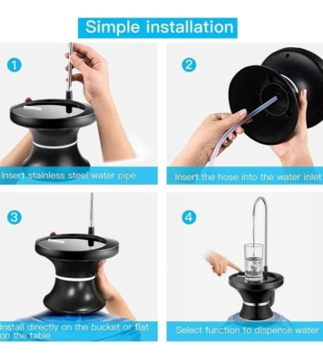 DISPENSADOR BOMBA DE AGUA ELÉCTRICA CON BASE RECARGABLE - 3