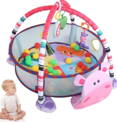 GIMNASIO NEWVANA CENTRO JUEGOS BEBÉ Y PISCINA PELOTAS VACA ROSADO - 1