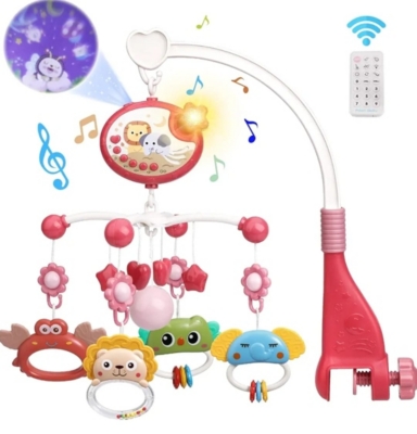 MÓVIL MUSICAL NEWVANA COLGANTE BEBÉS CON CONTROL ROSADO - 1