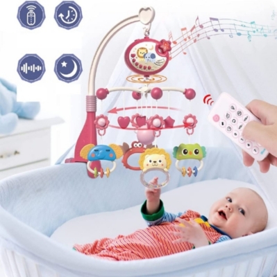 MÓVIL MUSICAL NEWVANA COLGANTE BEBÉS CON CONTROL ROSADO - 2