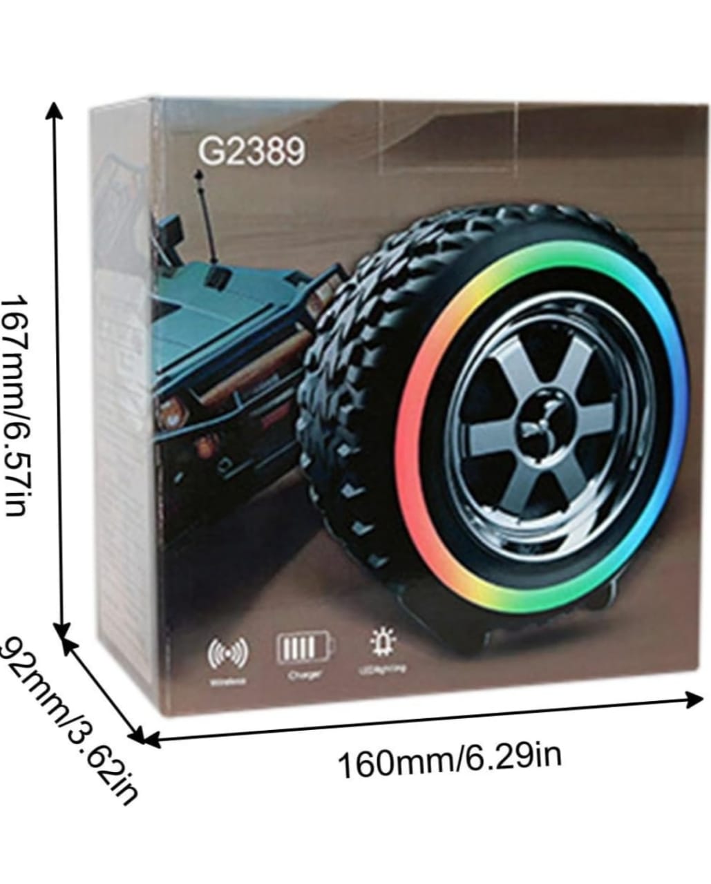 PARLANTE PORTATIL BLUETOOTH FORMA DE LLANTA - 2