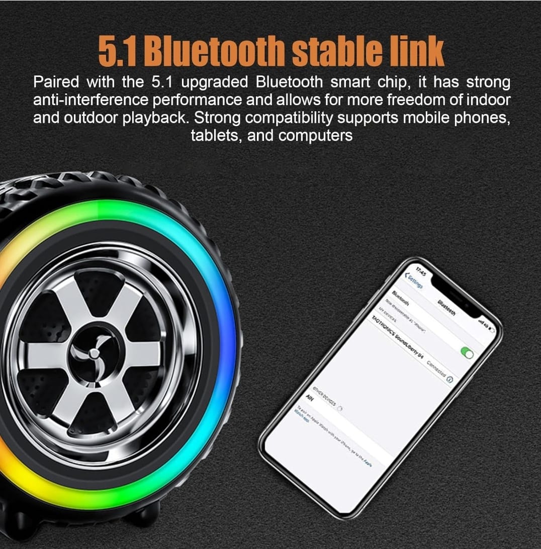 PARLANTE PORTATIL BLUETOOTH FORMA DE LLANTA - 3