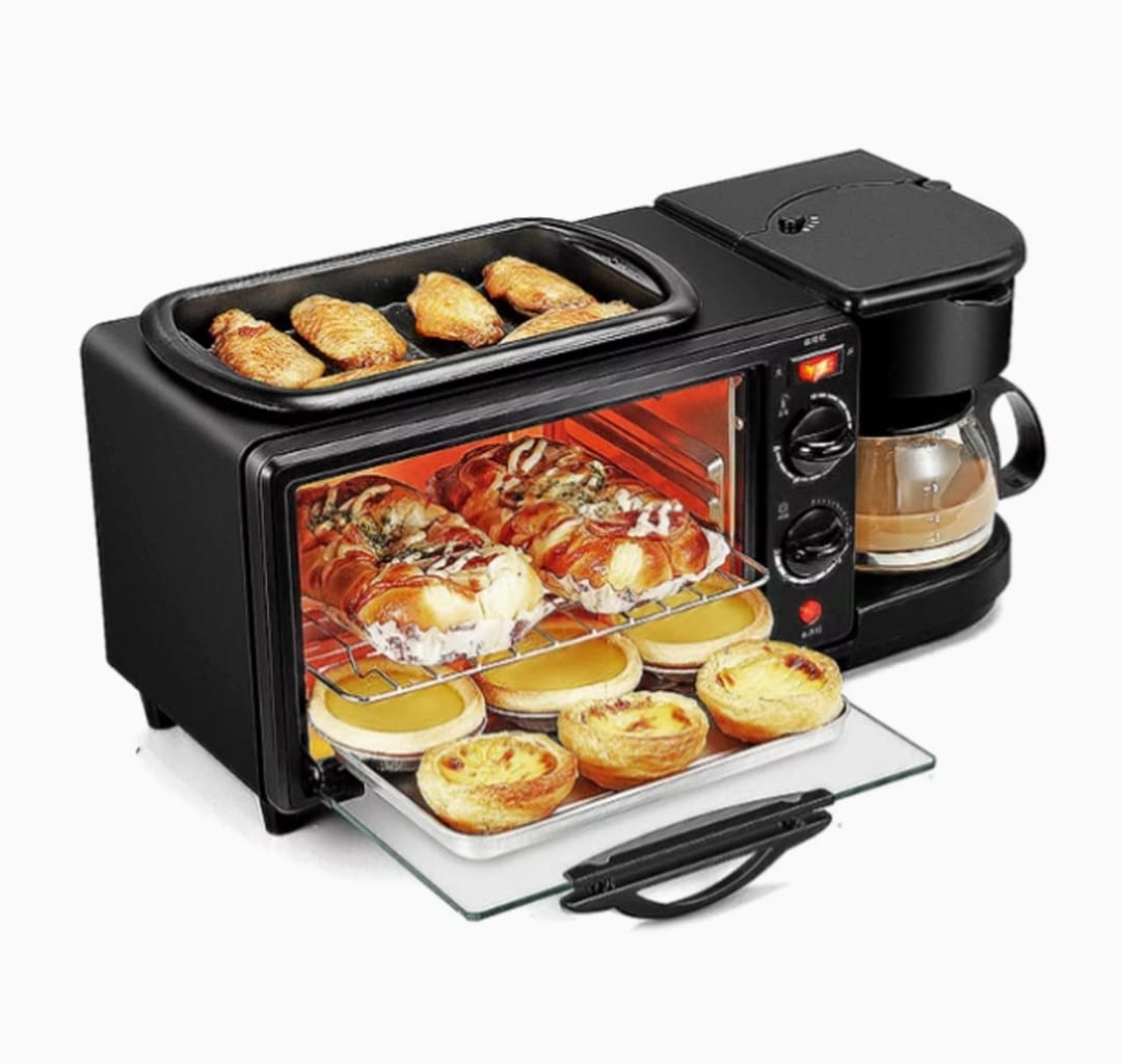MAQUINA DE DESAYUNO 3 EN 1 NEWVANA HORNO SARTEN Y CAFETERA