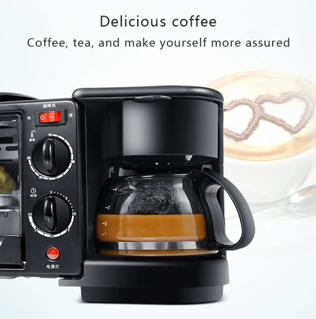 MAQUINA DE DESAYUNO 3 EN 1 NEWVANA HORNO SARTEN Y CAFETERA - 5