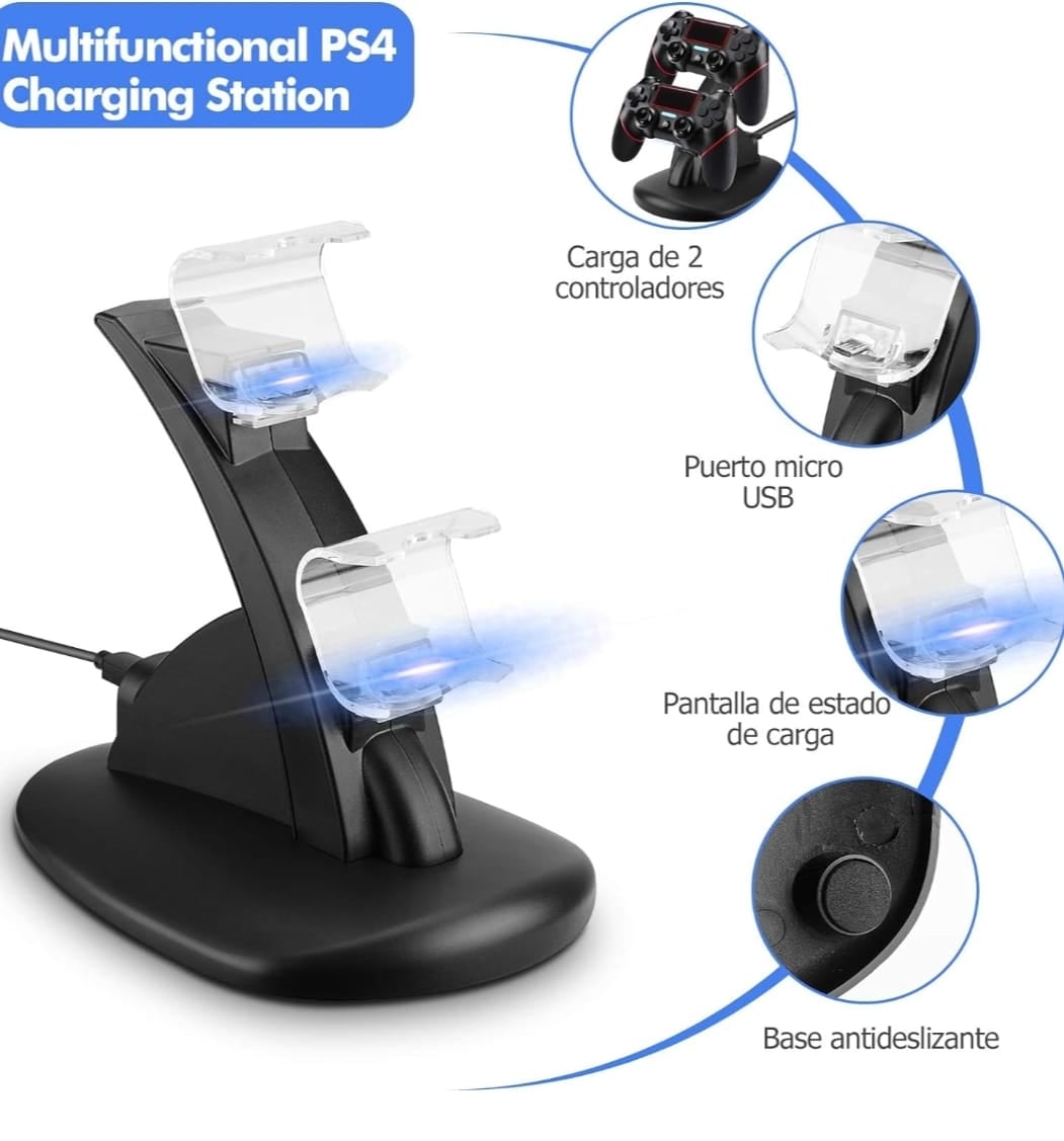 CARGADOR DE MANDO NEWVANA PS4 SOPORTE DE CARGA - 4