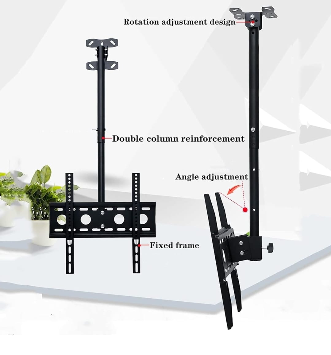 SOPORTE TV NEWVANA TECHO ACERO INOXIDABLE NEGRO AJUSTABLE E INCLINABLE - 3