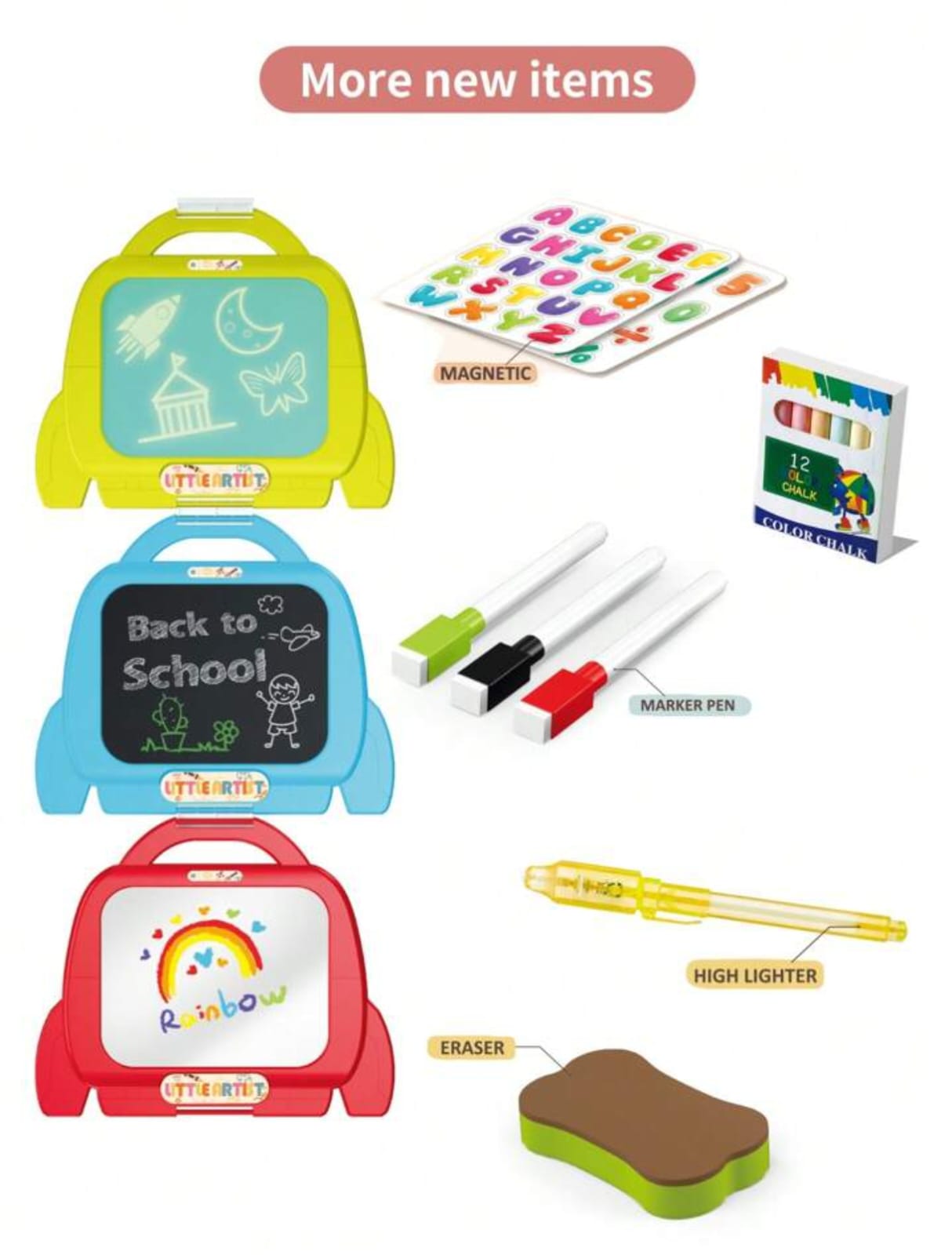 PIZARRA NEWVANA TABLERO DE DIBUJO 4 EN 1 INFANTIL 14 PIEZAS - 3