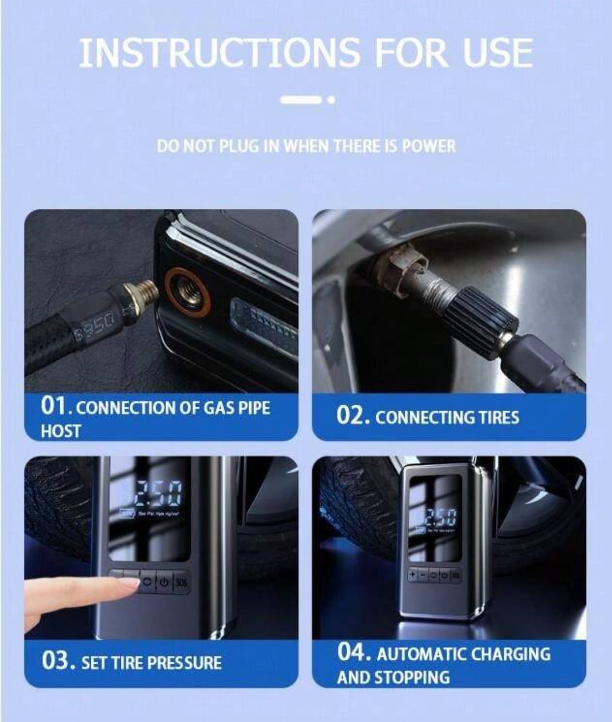 BOMBIN DE AIRE ELECTRICO PORTATIL RECARGABLE USB - 4