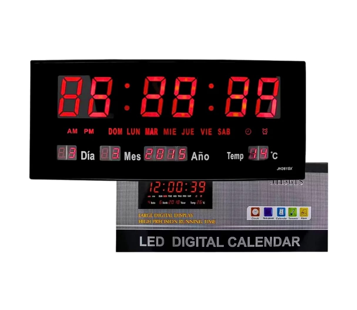 RELOJ LED DIGITAL DE PARED TEMPERATURA FECHA Y ALARMA - 2