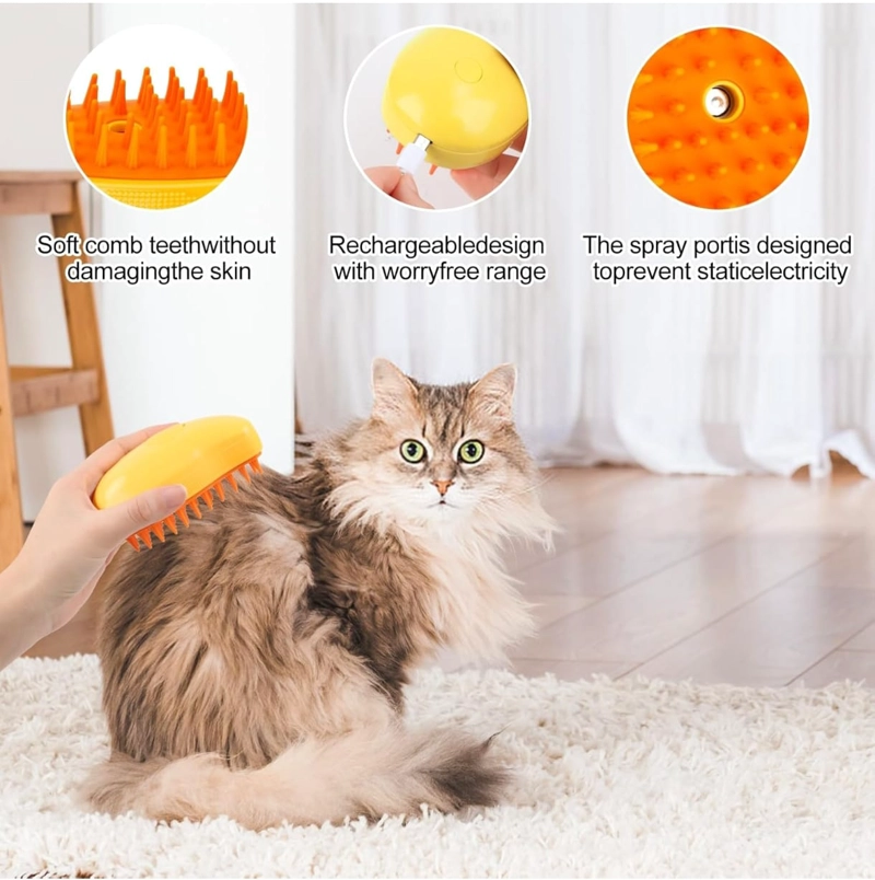 CEPILLO CON VAPOR PARA PERROS Y GATOS QUITA PELUSA - 3