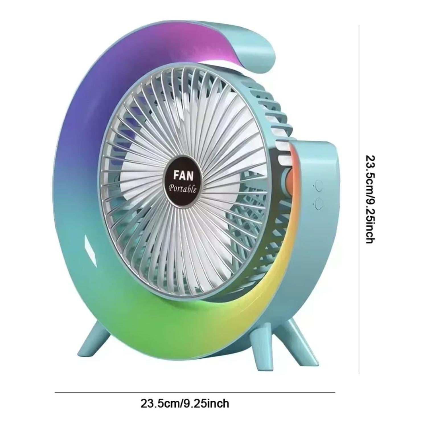 VENTILADOR PORTÁTIL GIRATORIO CON LUZ MULTICOLOR - 2