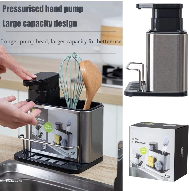 DISPENSADOR DE JABON Y ORGANIZADOR PARA COCINA - 4