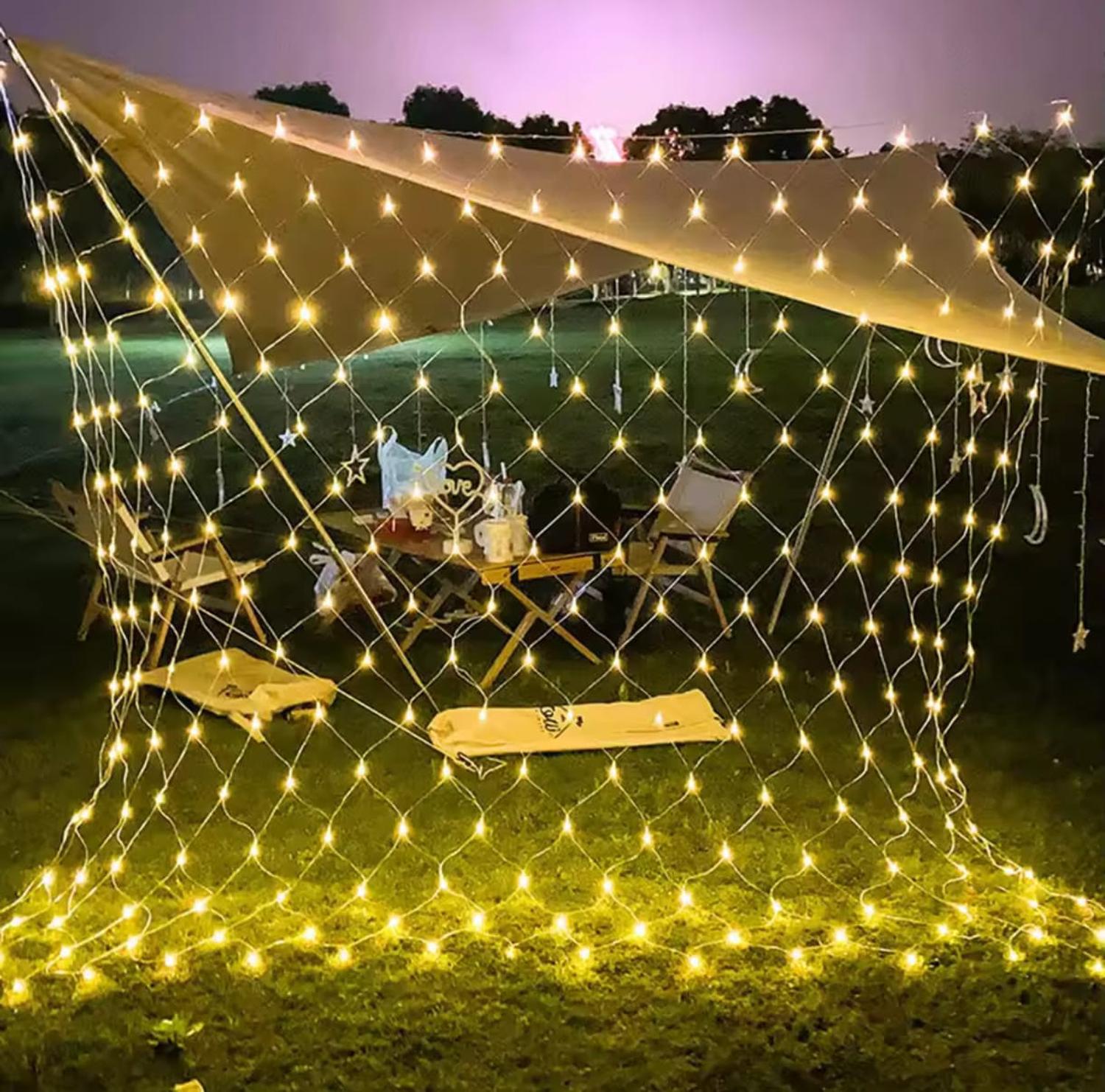 LUZ MALLA CASCADA LED SOLAR 3 X 3 NAVIDEÑA - 1