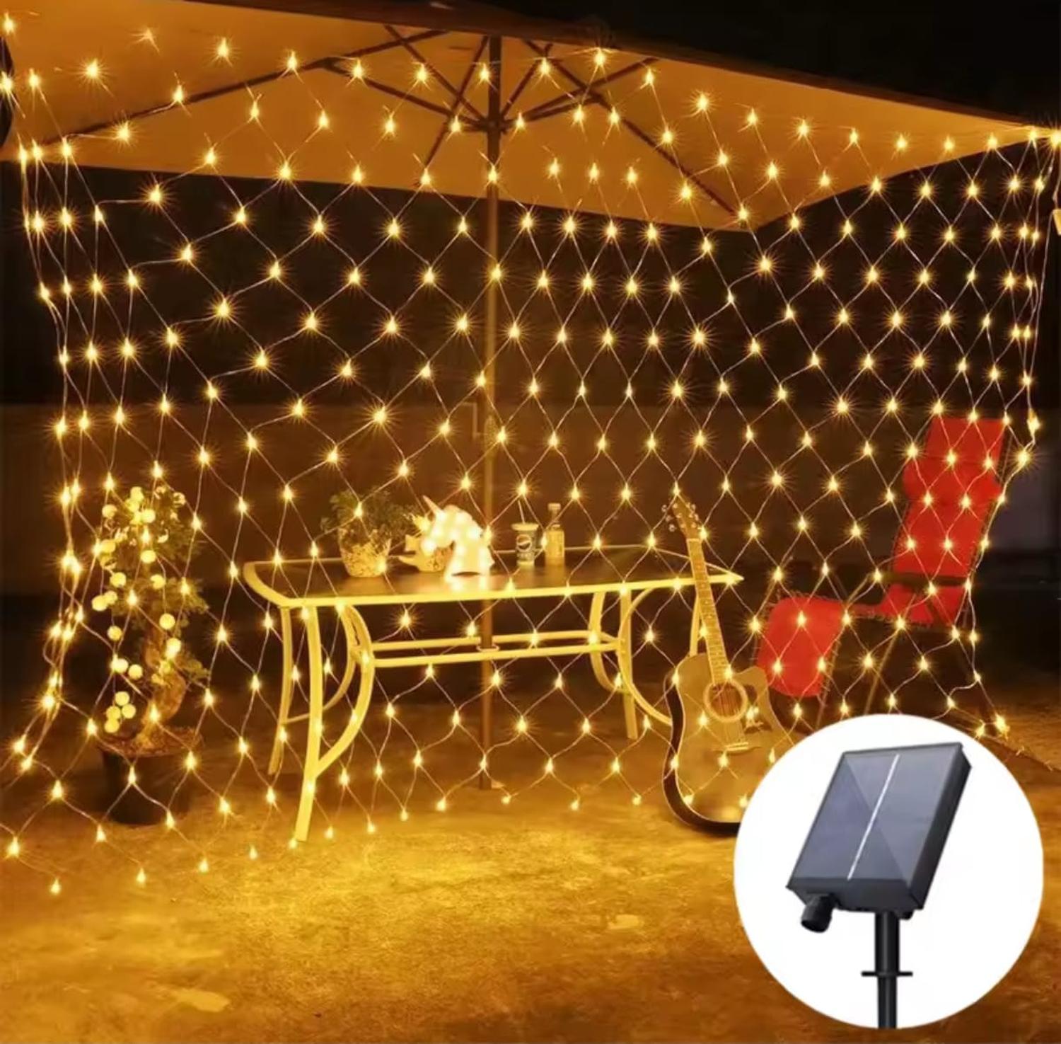 LUZ MALLA CASCADA LED SOLAR 3 X 3 NAVIDEÑA - 2
