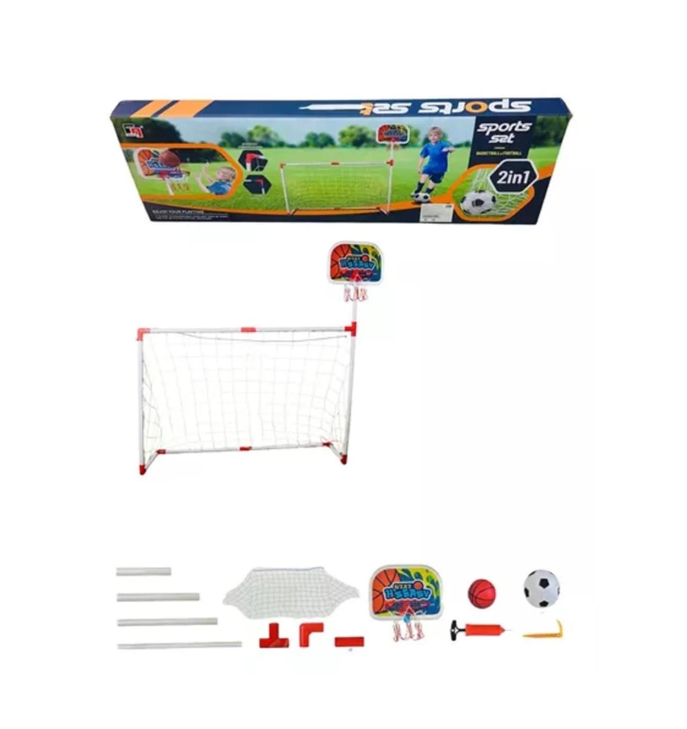 ARCO DE FUTBOL BLANCO 2 EN 1 CON ARO BASQUETBOL - 3