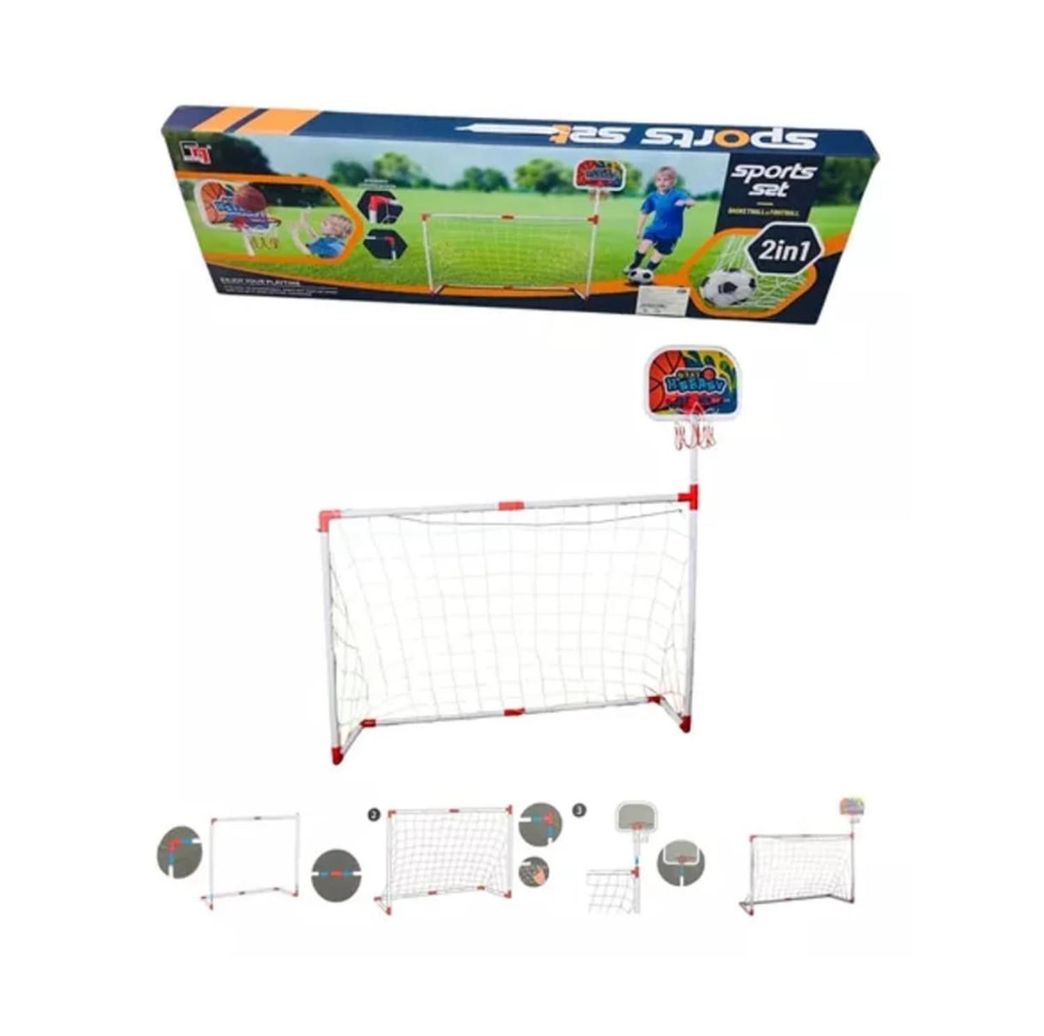 ARCO DE FUTBOL BLANCO 2 EN 1 CON ARO BASQUETBOL - 4