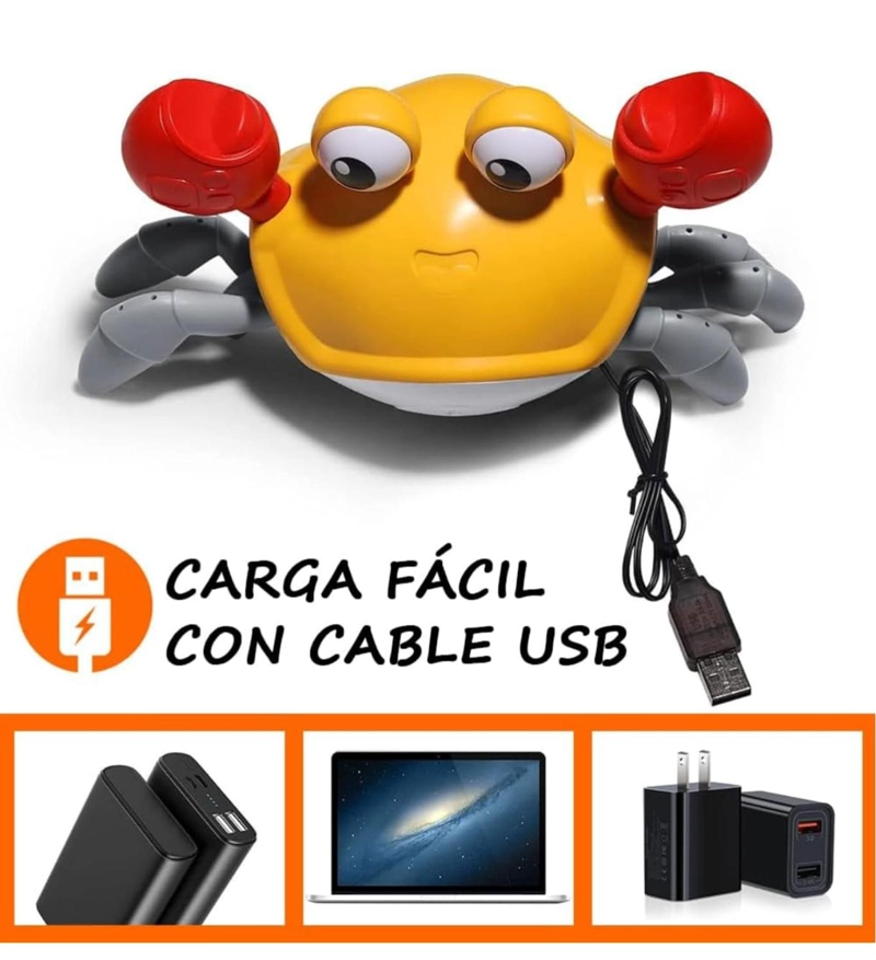 CANGREJO MUSICAL RECARGABLE USB CON SENSOR PARA BEBES - 5