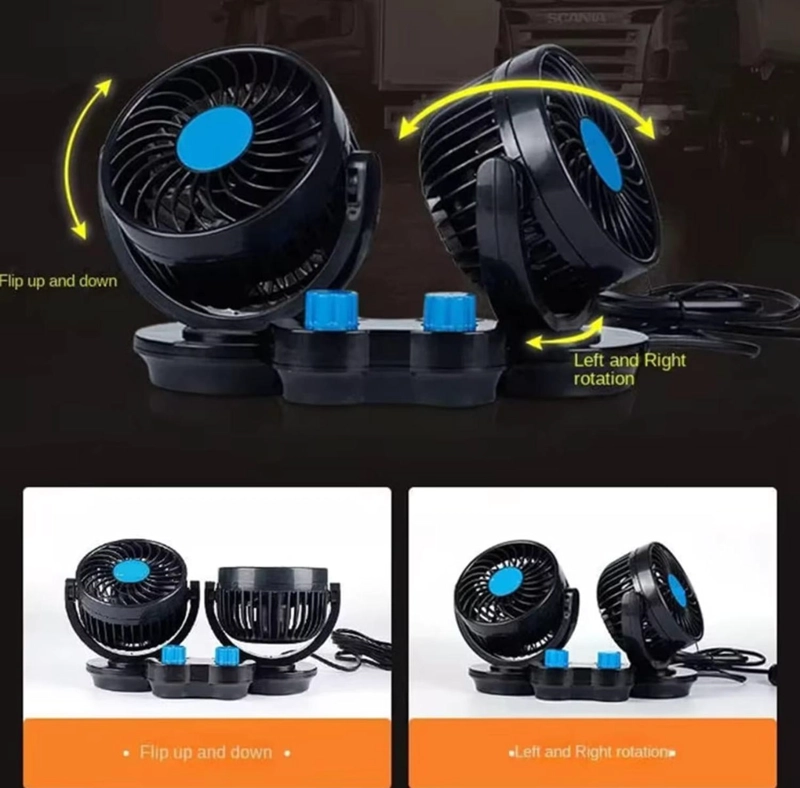 VENTILADOR DOBLE PARA AUTO 12V VENTILADOR GIRATORIO - 4