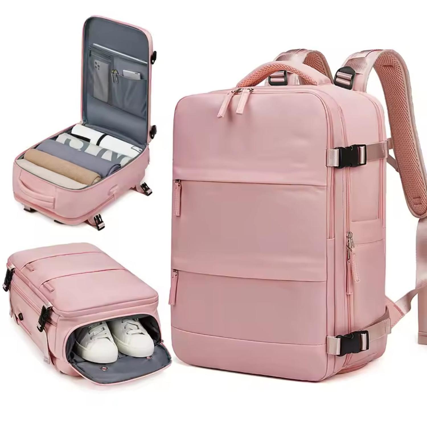 MOCHILA PARA VIAJE MULTIFUNCIONAL CON ESPACIO PARA ZAPATOS ROSA - 2
