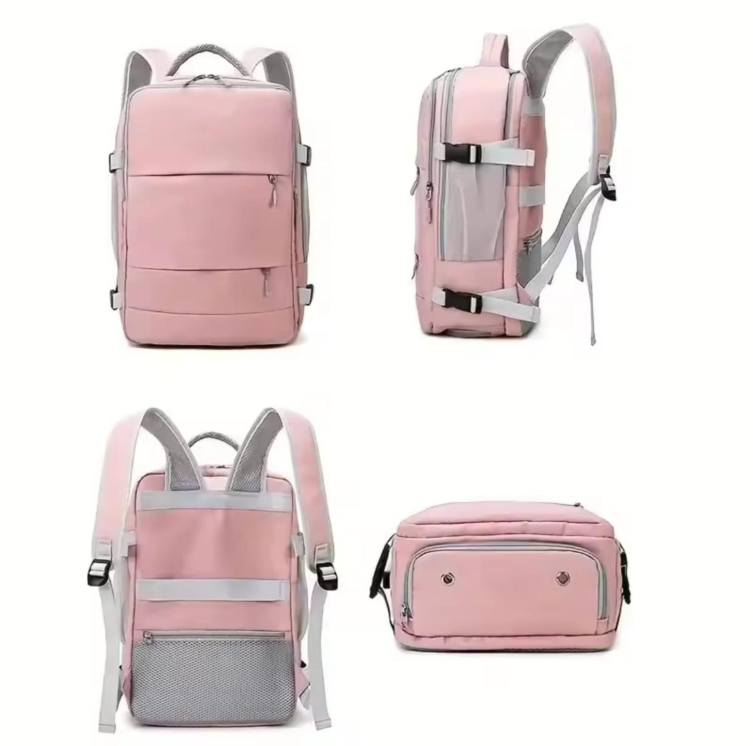 MOCHILA PARA VIAJE MULTIFUNCIONAL CON ESPACIO PARA ZAPATOS ROSA - 4