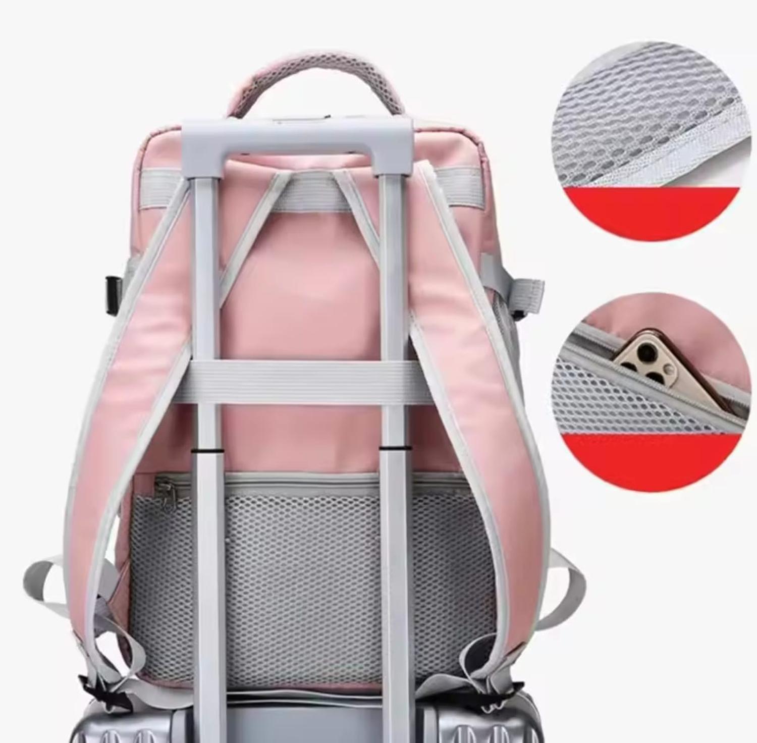 MOCHILA PARA VIAJE MULTIFUNCIONAL CON ESPACIO PARA ZAPATOS ROSA - 5