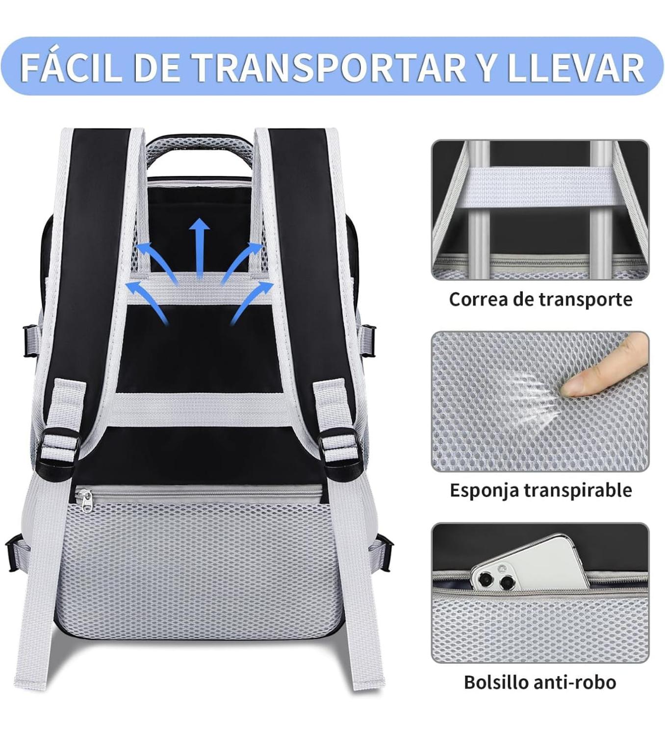 MOCHILA PARA VIAJE MULTIFUNCIONAL CON ESPACIO PARA ZAPATOS ROSA - 8