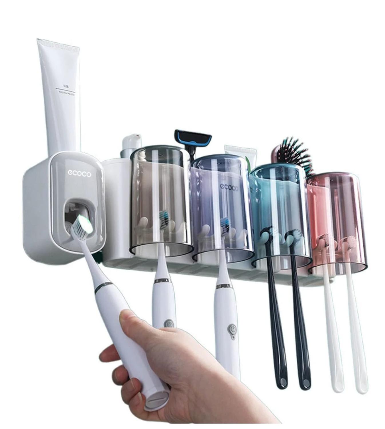 DISPENSADOR PASTA DENTAL Y PORTA CEPILLOS DE DIENTES - 1