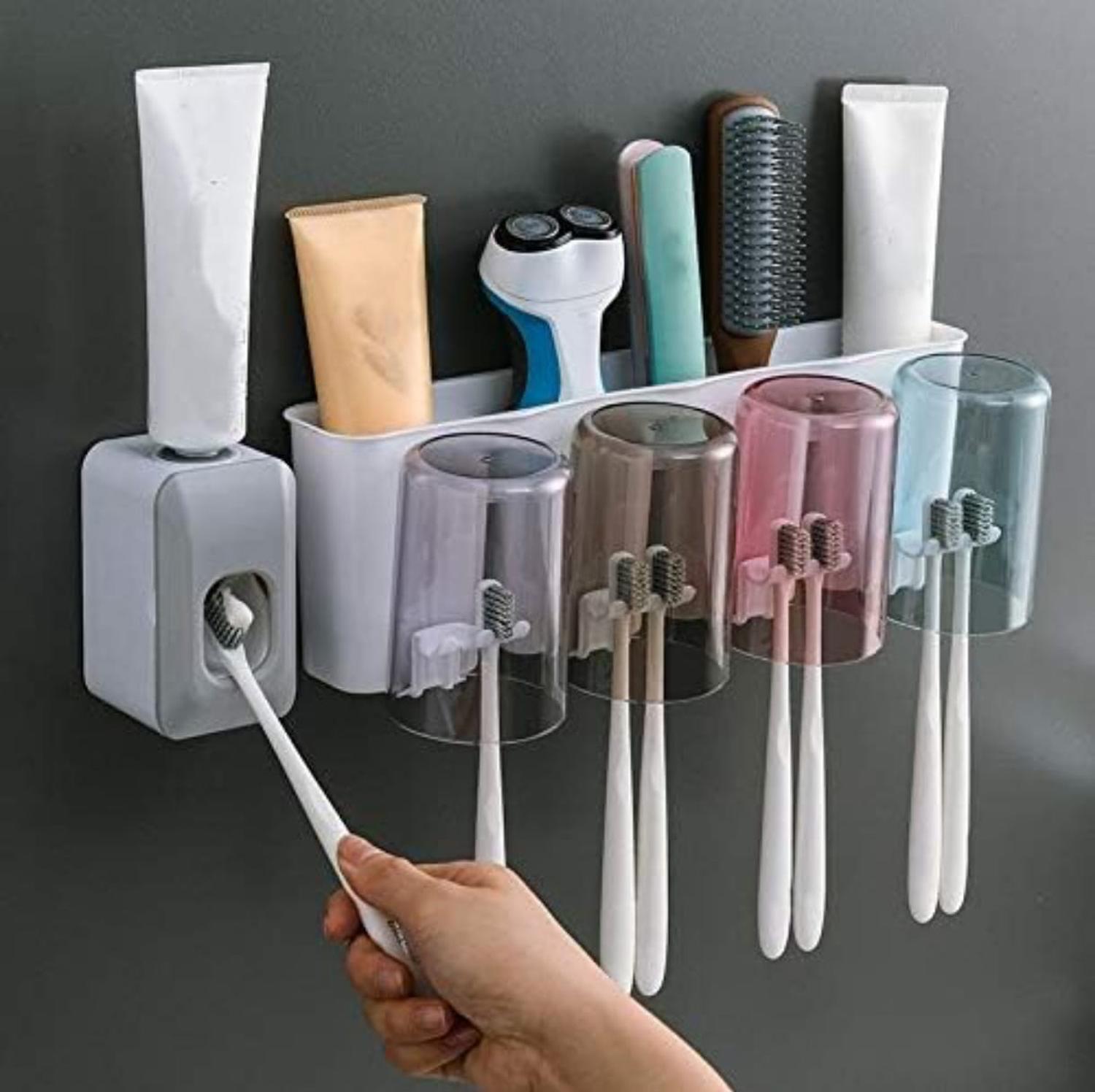 DISPENSADOR PASTA DENTAL Y PORTA CEPILLOS DE DIENTES - 2