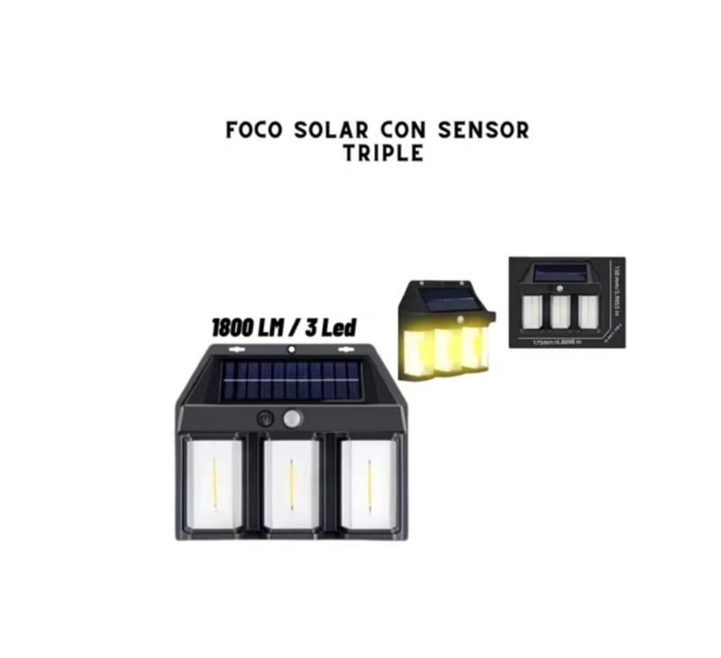 LAMPARA SOLAR LED CON SENSOR DE MOVIMIENTO - 3