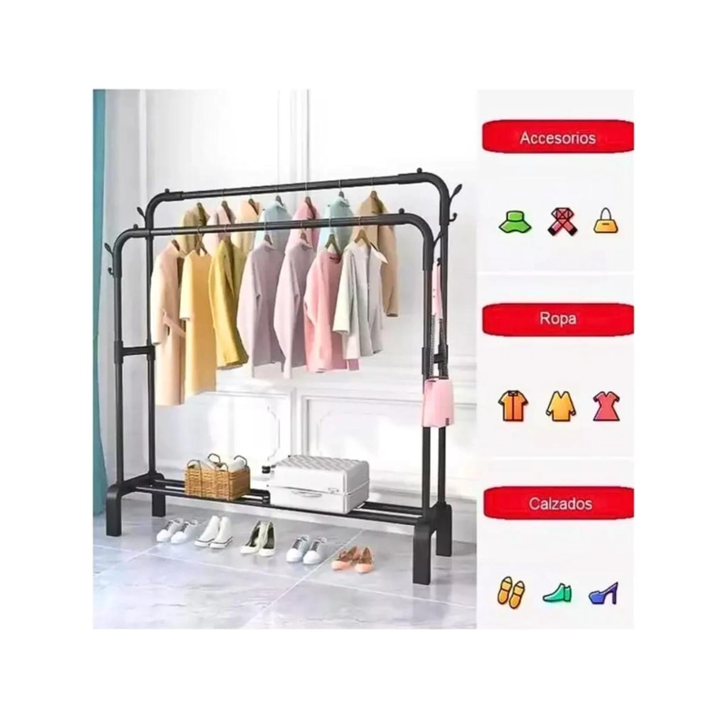 PERCHERO ORGANIZADOR MULTIFUNCIONAL METALICO DOBLE - 2