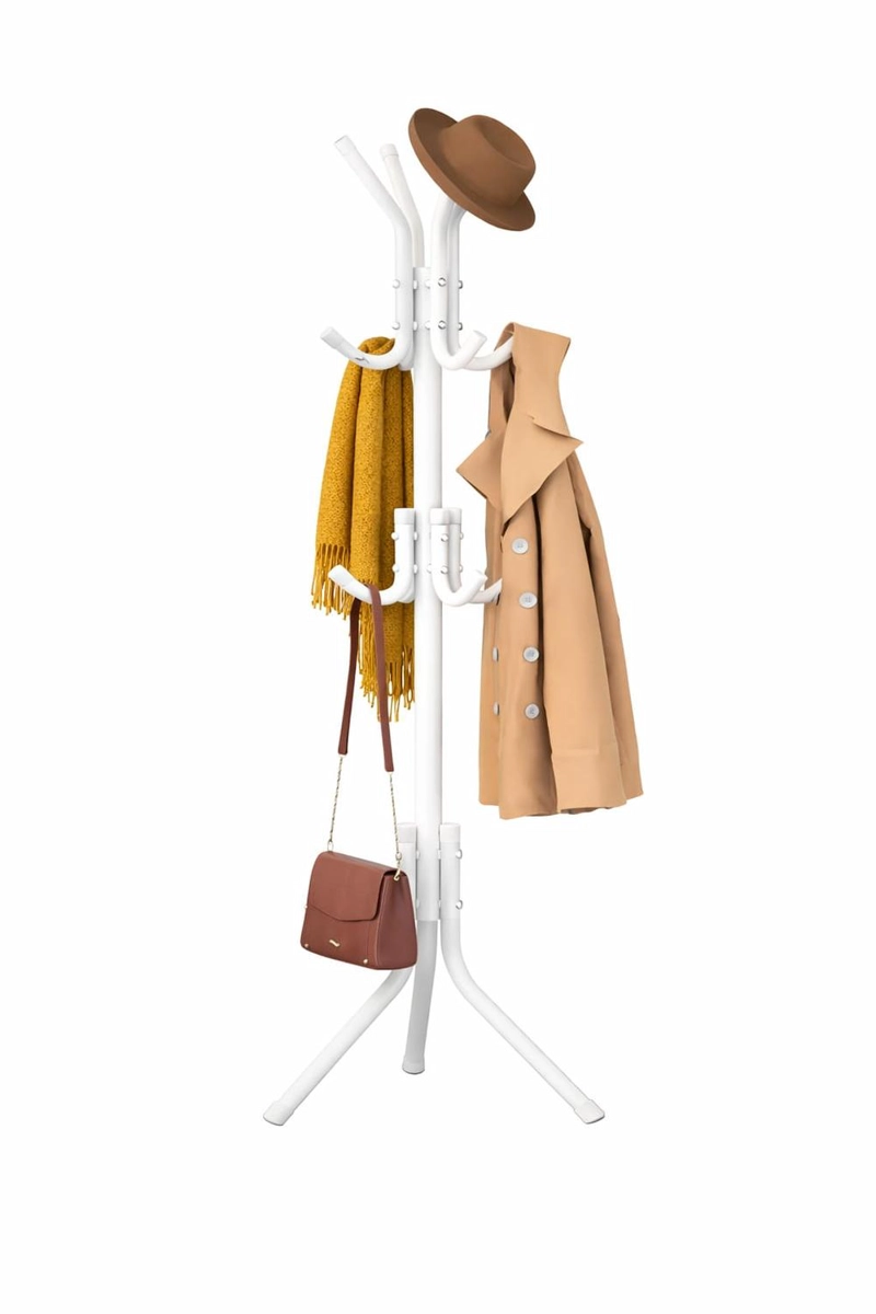 PERCHERO ORGANIZADOR BLANCO METALICO PARA SOMBREROS Y ABRIGOS - 1