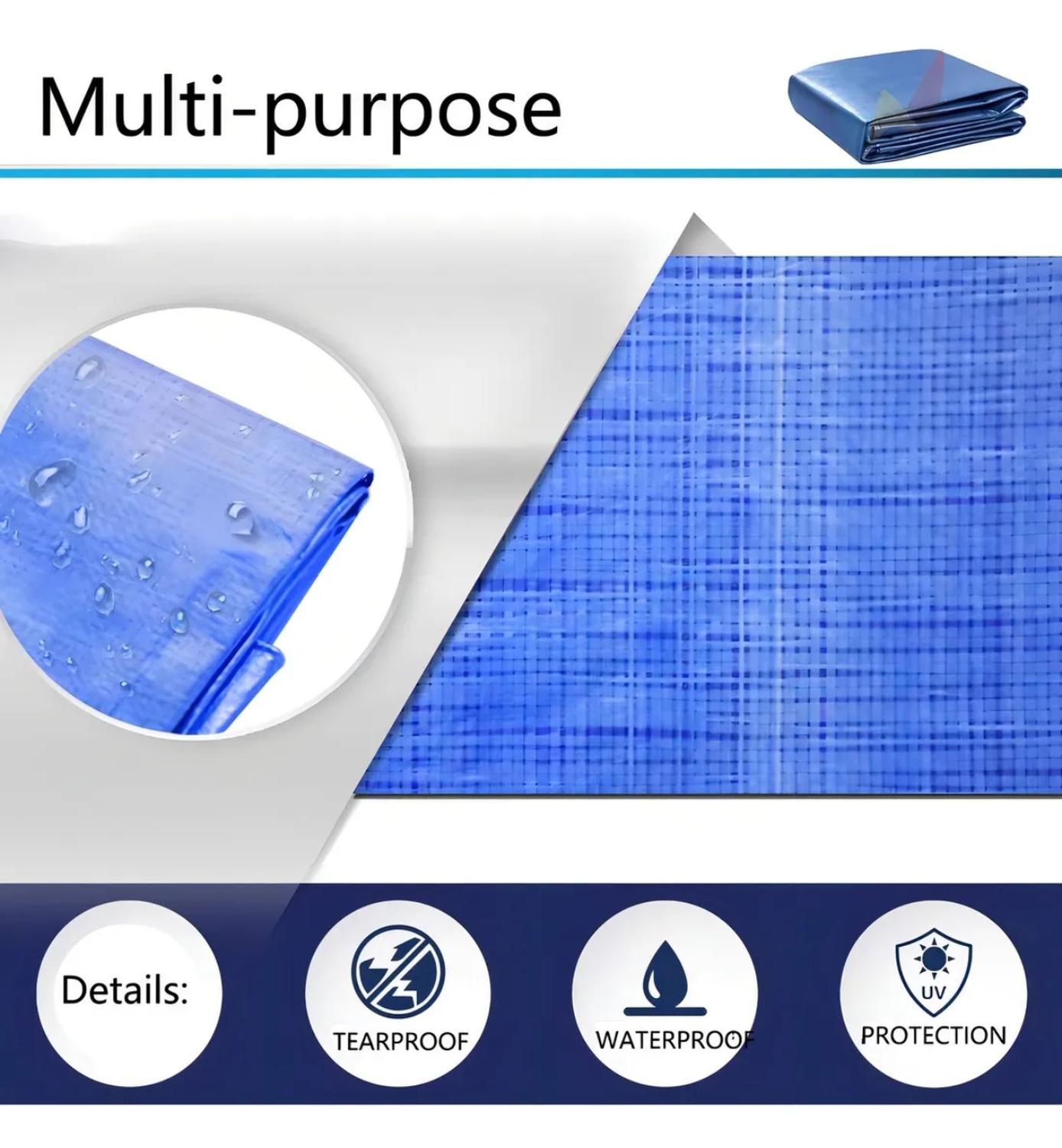 LONA IMPERMEABLE AZUL MULTIFUNCIONAL 6 X 4 METROS - 2