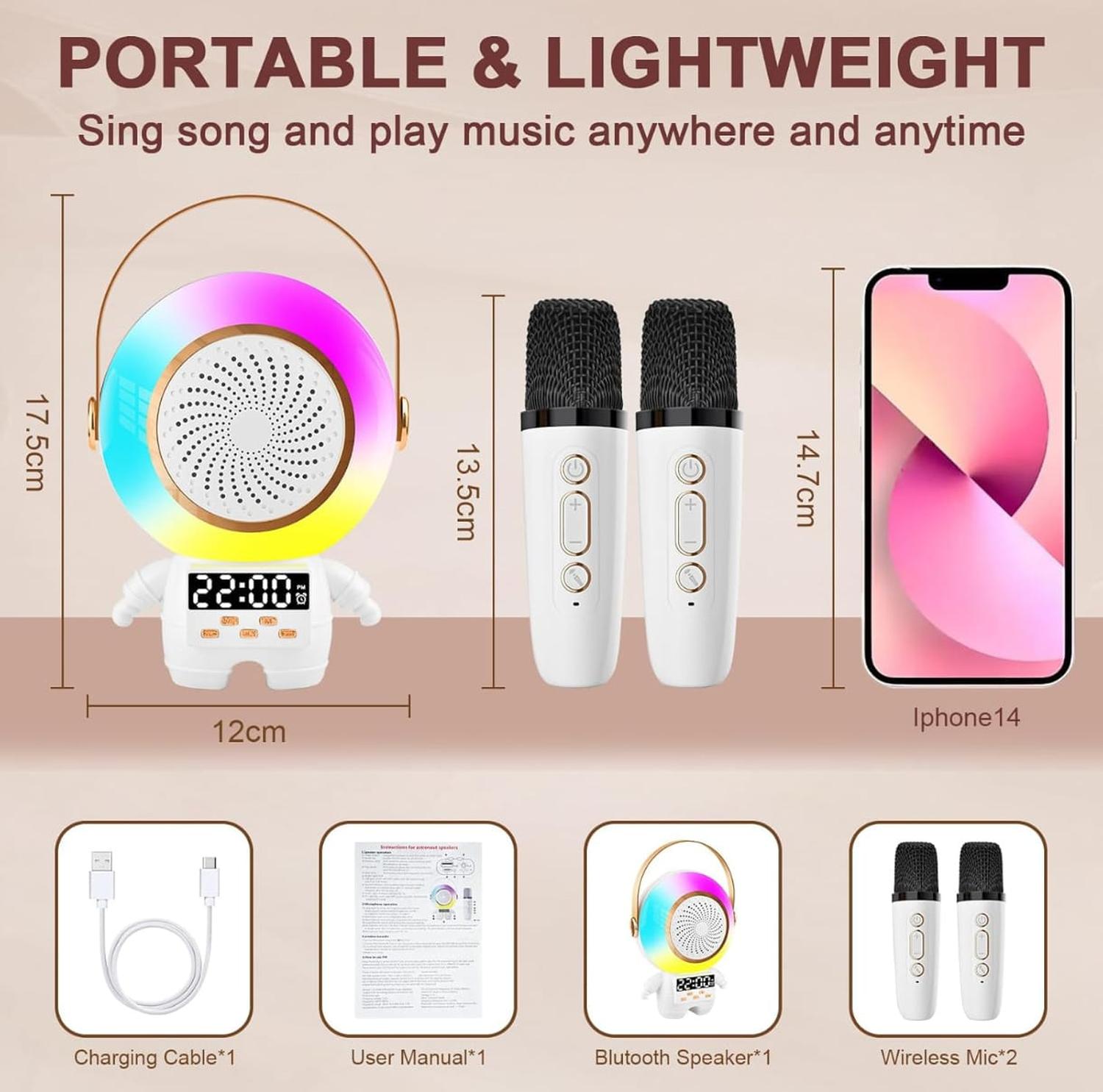 PARLANTE BLUETOOTH ASTRONAUTA CON 2 MICROFONOS - 2