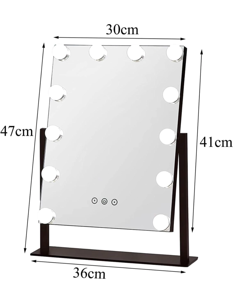 ESPEJO DE MAQUILLAJE LED GIRATORIO 12 AMPOLLETAS - 4