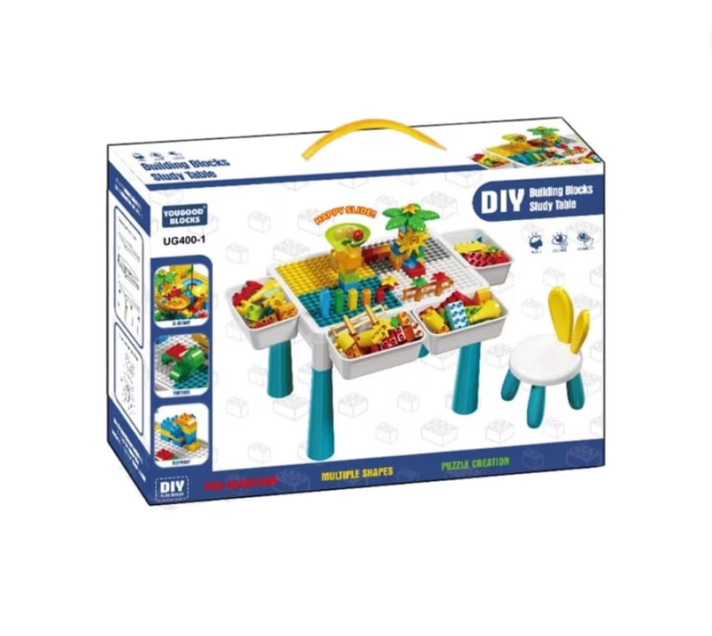 MESA PARA BLOQUES DE CONSTRUCCION CON SILLA Y BLOQUES - 2