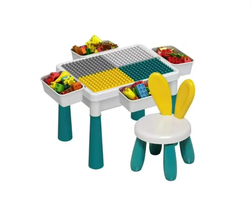 MESA PARA BLOQUES DE CONSTRUCCION CON SILLA Y BLOQUES - 4