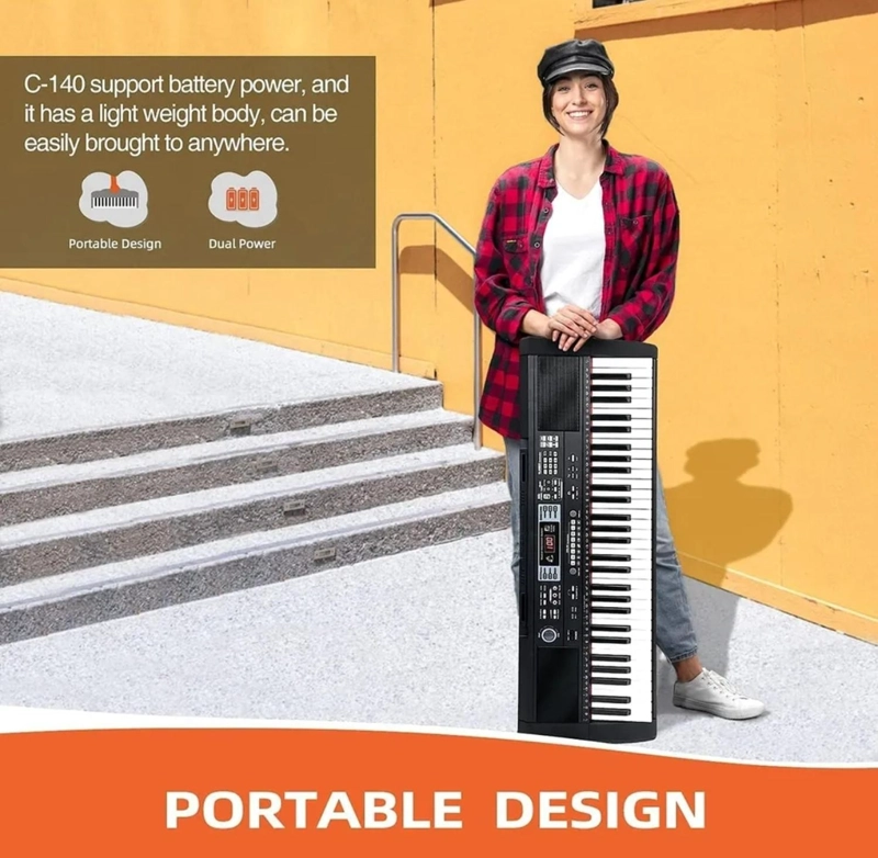 PIANO MUSICAL 61 TECLAS CON MICROFONO TECLADO CON PANTALLA LCD - 3