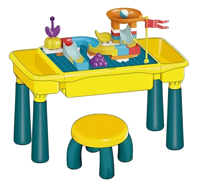 MESA PARA BLOQUES CON SILLA + 45 PIEZAS - 1
