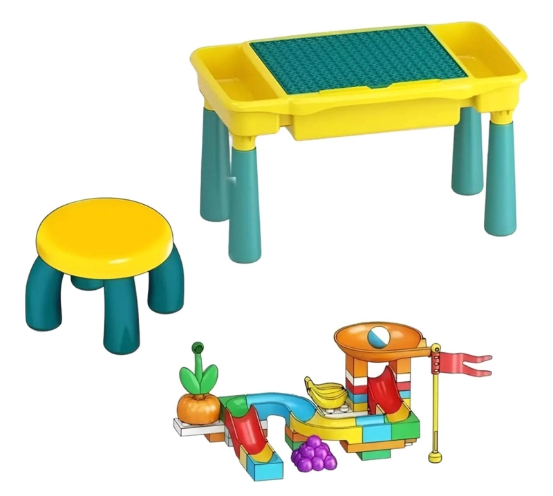 MESA PARA BLOQUES CON SILLA + 45 PIEZAS - 3