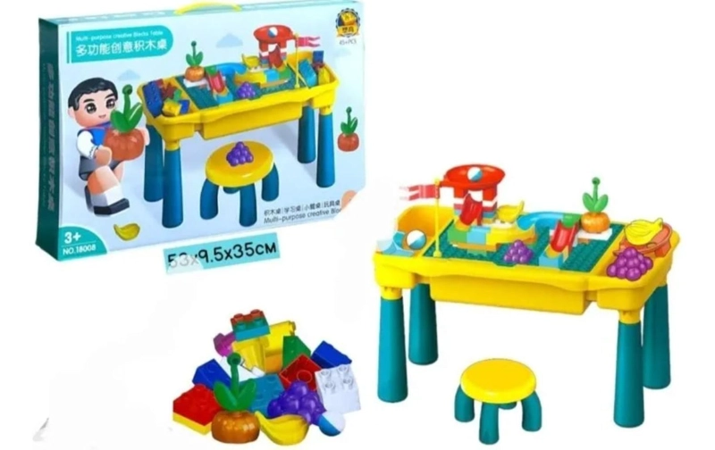 MESA PARA BLOQUES CON SILLA + 45 PIEZAS - 4