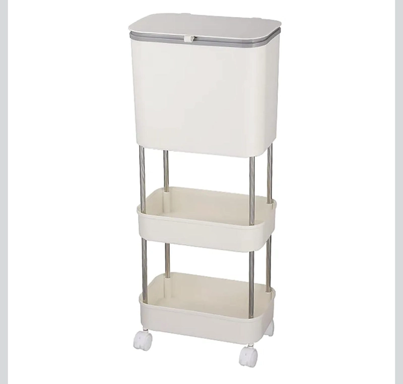 ORGANIZADOR PARA COCINA Y ESTANTE CON BASURERO BLANCO - 1