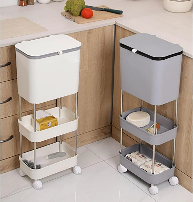 ORGANIZADOR PARA COCINA Y ESTANTE CON BASURERO BLANCO - 2
