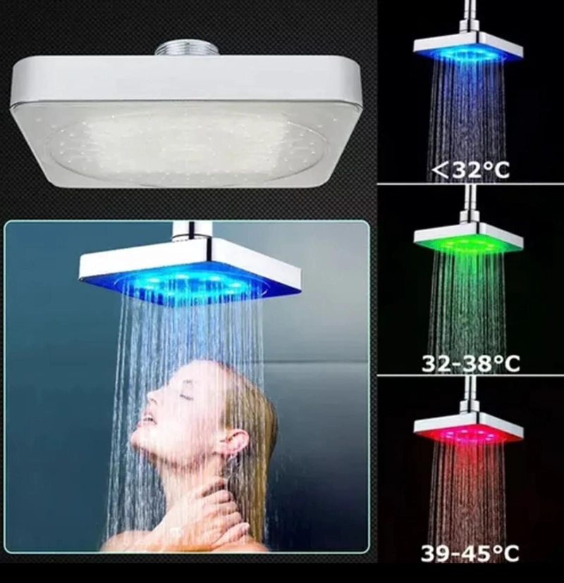 CABEZAL DE DUCHA CUADRADO CON LUCES LED - 3