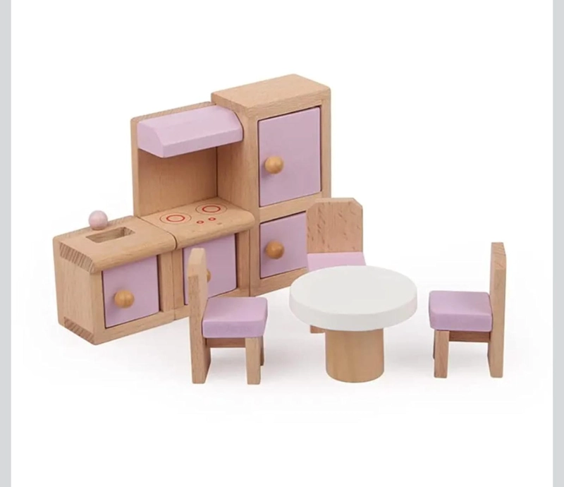 MINI SET DE MUEBLES DE MADERA PARA MUÑECAS 22 PIEZAS - 4