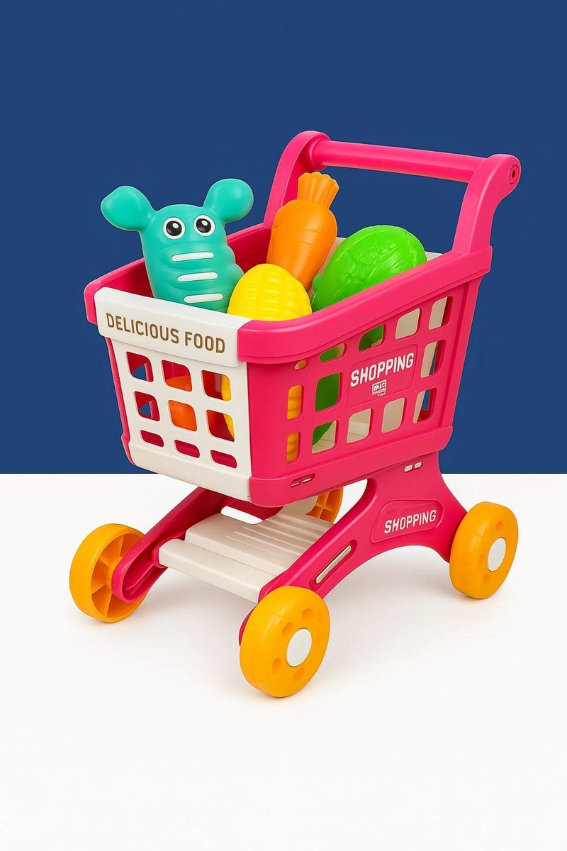 CARRITO DE SUPERMERCADO INFANTIL CON ALIMENTOSDE JUGUETES - 3