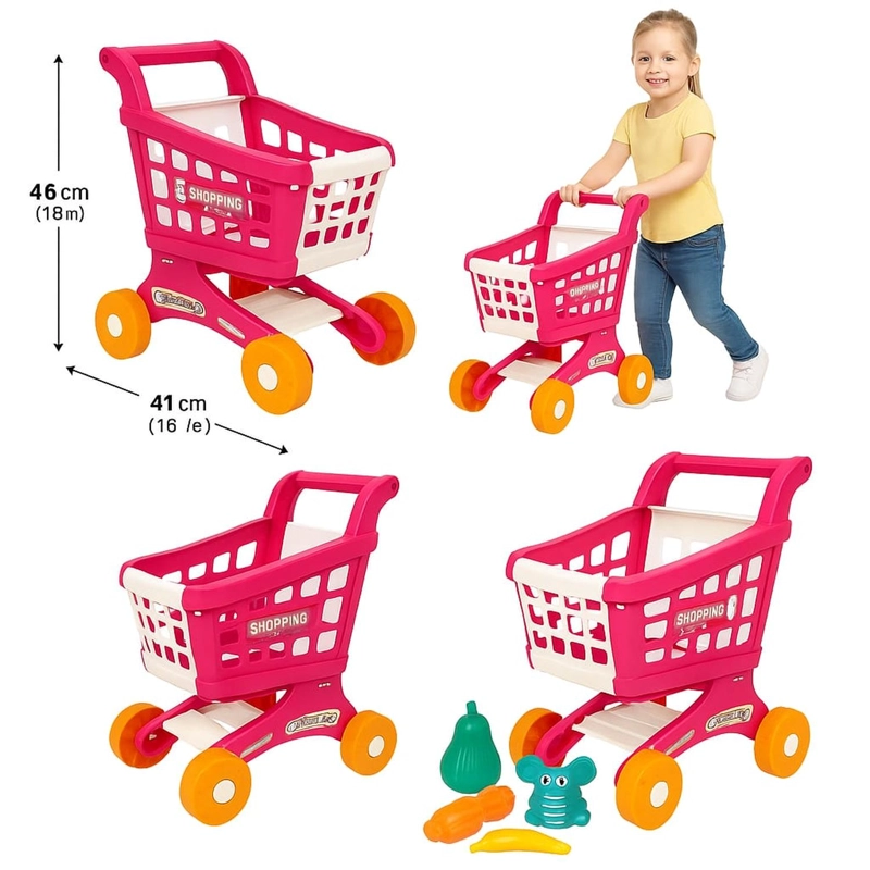 CARRITO DE SUPERMERCADO INFANTIL CON ALIMENTOSDE JUGUETES - 4